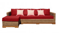 Canapé d'angle 4/5 places retour gauche revêtement chanvre rouge