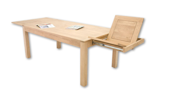 Table en bois écologique avec allonges intégrées