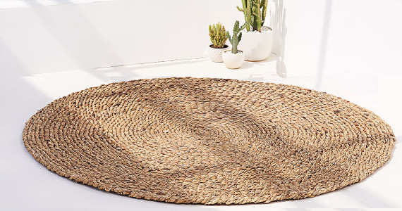 Grand tapis rond naturel