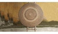 tapis rond cercles naturel