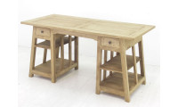 Grand bureau en bois massif style atelier