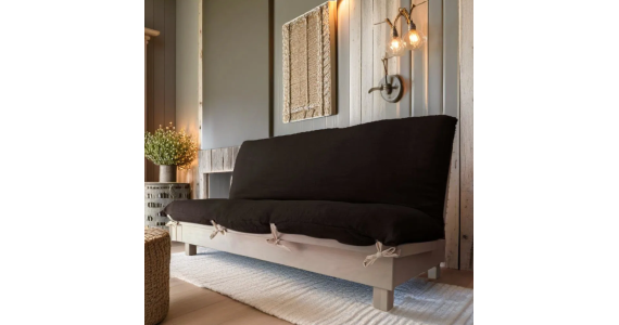 Clic clac en hêtre massif et revêtement lin bio français café