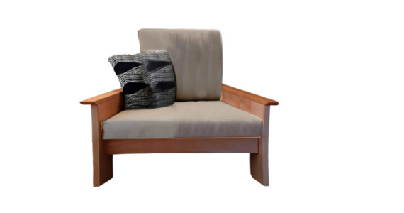 Fauteuil en bois de hêtre robuste, structure claire, assise en latex naturel GOLS. Made in France, écologique