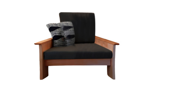 Canapé en bois massif avec tissu en lin café français, déhoussable et lavable. Zéro pétrochimie. Made in France et bio.