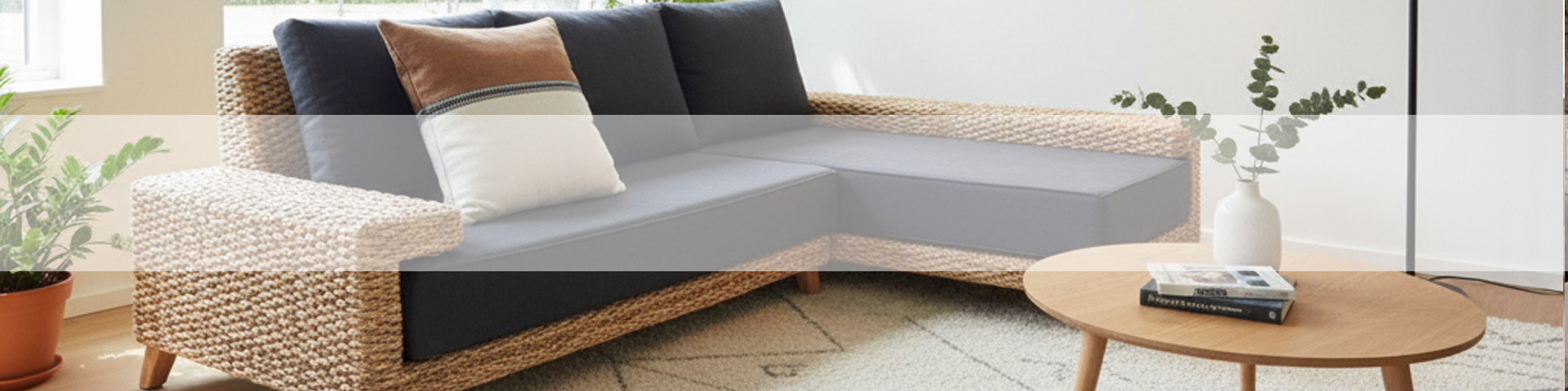 Canapé d'angle contemporain et écologique convertible, mousse et tissu bio